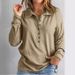 Solid Color Knitted Sweater, Women's Single-Breasted Lapels, Long Sleeves, Loose Casual Base Tops, Autumn And Winter_ecoleips.com