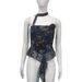 Women's Floral Print Halter Choker Peplum Top, 3D Flower Asymmetrical Hem Blouse_ecoleips.com