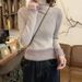 girl Winter Slim Fit Base Half Turtleneck Integrated Fleece Thickened Long Sleeve Knitted Top Warm Shirt_ecoleips.com