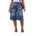 Women's Clothing Ripped Straight Leg Denim Jeans Faux Two Piece Design Overlapped Waist For Spring/Autumn & Summer_ecoleips.com