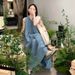 Korean Chic Summer Niche Style Round-neck Sleeveless Backless Tie-up Casual Loose Denim Tank Dress_ecoleips.com