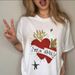 European American Cross-border Foreign Trade Women's Clothing, Star And Moon Print Round-neck Short-sleeve T-shirt Top_ecoleips.com