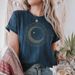 Mystic Moon Phase Celestial Gold Crescent Moon Tee Witchcore Spiritual Graphic T-Shirt For Women Y2K Top Daily Trendy Streetwear_ecoleips.com