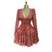 Women's Clothing Spring New Sweet Fresh Print V Neck High Waist Slim Dress Short Skirt_ecoleips.com