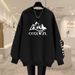 Women's Loose Casual round Neck Sweatshirt Fleece Lined Thickened Pure Cotton Top for Autumn Winter Versatile_ecoleips.com