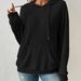 Autumn Women's Knit Cardigan With Hood, Striped Pockets, And Kangaroo-Style Pockets_ecoleips.com