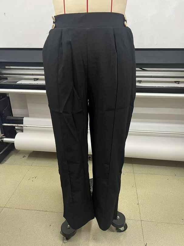 K New Style Floor Length Casual Pants With A Hanging Feel, High Waisted Pants, Loose Temperament, Straight Leg, Women's Niche Design, Solid Color_ecoleips.com