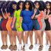 2024 New Summer Round-neck Solid Color Short-sleeved Two-piece Yoga Shorts Women's Sports Suit_ecoleips.com