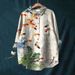 Women's Animal Print Long Sleeve Shirt, Oversized Hawaiian Style Button Down Shirt, Stretchy Polyester Casual Blouse For Women_ecoleips.com