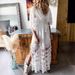 Fashion V Neck Lace Tassel Dress European And American Style Bohemian Holiday Long Dress For Women_ecoleips.com