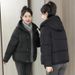 Women's Puffer Jacket With Hood - Oversized Korean-Style Winter Coat, Lightweight Quilted Polyester Outerwear_ecoleips.com