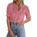 Elegant Women's Lace Blouse Fluted Sleeves Breathable Button-Up Shirt Casual Top for Women_ecoleips.com