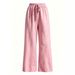 French Style Loose Fitting Trousers for Women Slightly Flared Casual Slimming Leg Lengthening Solid Color Straight Leg Bottoms_ecoleips.com