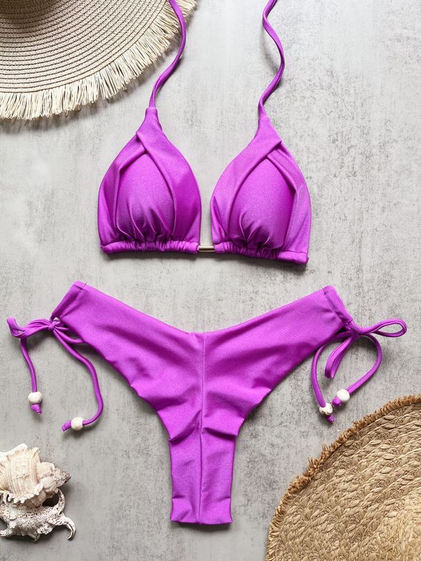 Solid Color Bikini Set For Women - Sexy Two-Piece Swimsuit For Beach & Pool, Comfortable Fit With Removable Soft Cup Pads, Multiple Colors Available_ecoleips.com