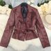Women's Lace-Up Long Sleeve Blazer Jacket - Autumn Slim Fit Suit Coat With Solid Colors, Black/White/Burgundy_ecoleips.com