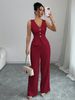 K New Women's Solid Color Sleeveless Bodycon Vest High-Waisted Pants Two-Piece Set_ecoleips.com