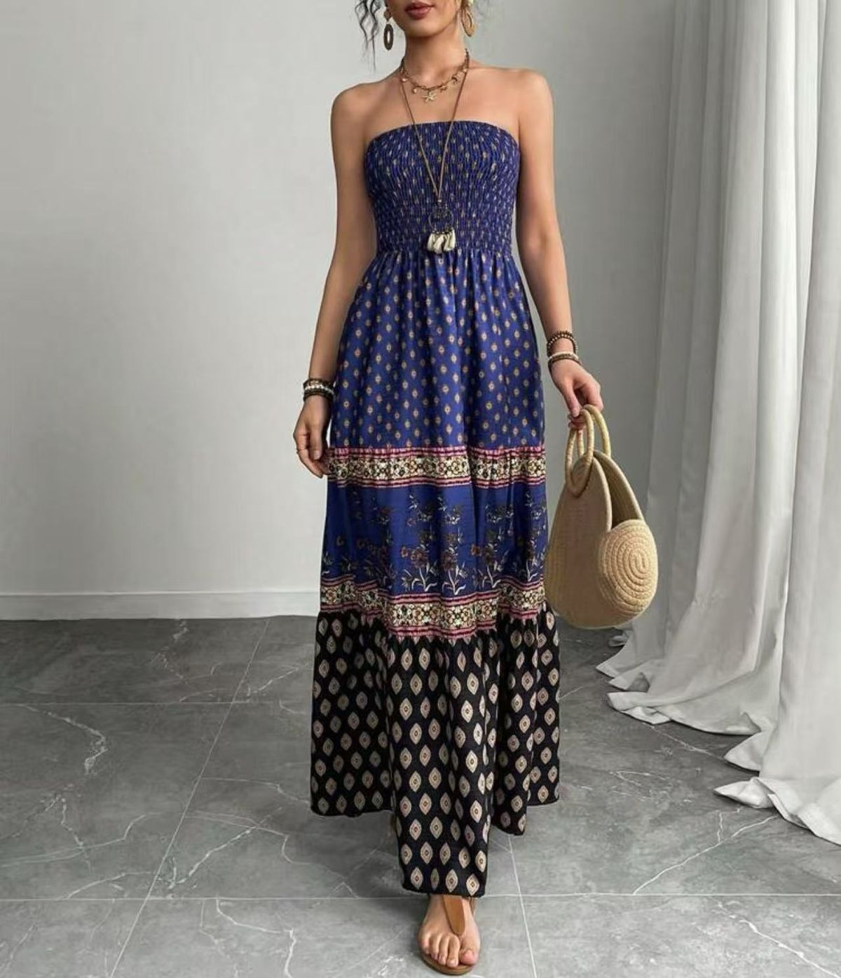 Women's Clothing Strapless Long Maxi Dress – Sexy Summer Beach Dress For Women (S-3XL)_ecoleips.com