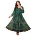 Elegant Plus Size V-Neck Floral Dress – Flowy Lantern Sleeve Maxi Dress For Women Breathable Luxury_ecoleips.com