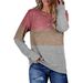 Autumn Winter New European And American Clothing . Women's Round Neck Pullover Color Block Sweatshirt Cross-Border_ecoleips.com
