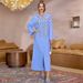 A830 Light Blue Hat Robe Hand-Sewn And Diamond Golden Tube Three-Dimensional Flower Dress For Women's Wear_ecoleips.com