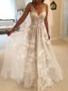 Women's Clothing Double shoulder deep V-neck slim slim lace sexy bag shoulder train wedding dress_ecoleips.com