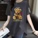 Women's Clothing T Shirt For Women Medium And Long Print Slim Fit Large Size Loose Slit T Shirt Top_ecoleips.com