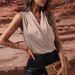 Women's Clothing Women's Spring And Autumn Sleeveless Satin Shirt Pleated Vest New Sexy Shirt Top_ecoleips.com