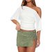 2026 Popular Women Chic Off Shoulder Side Ruched Cropped Tops_ecoleips.com