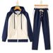 Women's Cotton Hooded Cardigan Set - Soft Casual Lounge Wear, Trendy Solid Color Pullover & Pants Outfit For Spring & Autumn_ecoleips.com