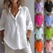 Women's Solid Color Shirt Casual Long Sleeve Button down Everyday Shirt with Regular Collar for Spring And Summer_ecoleips.com