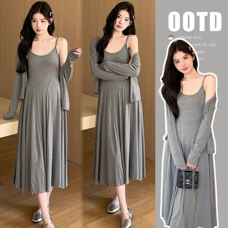 Autumn New Korean Fashion Maternity Two-Piece Dress For Pregnant Women_ecoleips.com