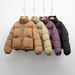 New Solid Color Simple Loose Stand-up Collar Dopamine Down Jacket Women's Winter Korean Version Warm Bread Jacket_ecoleips.com