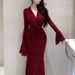 Winter Snow Very Beautiful. The New Chinee-tyle Winter Cheongam I Pure Exy, Featuring A Lace V-neck And Long_ecoleips.com