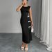 Rui Chuo Cross-Border Foreign Trade Independent Station European And American 2025 Autumn Slim Fit Bow Sleeveless Slit_ecoleips.com