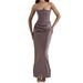 Women's Sexy Strapless Long Dress Solid Color Waist Pleated Elegant Bodycon Dress_ecoleips.com