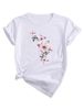 European And American Cross-border Foreign Trade Clothing Butterfly Pattern Round Neck Printed Women's Short-sleeve_ecoleips.com