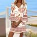 Women's V Neck 3D Print Dress American Style Loose Fashion Short Skirt For Beach Vacation Summer New_ecoleips.com