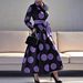 Women's V-Neck Long Sleeve Floral Dress – Elegant Printed Midi Dress For Spring & Fall (Violet, S-XXL)_ecoleips.com