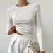 Women's Clothing Spring And Autumn Sweet And Spicy Pure Color Slim Line Long Sleeved Round Neck T Shirt_ecoleips.com