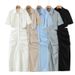 Spring 2025 Women's Fashion Simple European American Style Short Sleeve Long Dress Waist Exposing Casual Elegant Women's Clothing_ecoleips.com