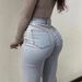 Women's Clothing High Elasticity Flared Jeans, Solid Color Denim, Street Style, Pockets, Slim Fit, Commuter Trousers, Women's._ecoleips.com