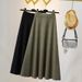 K Design Sense Long Knitted Dress For Women With Elastic Waist And Plain A-line Texture With A Sense Of Layering._ecoleips.com