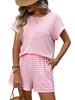 Women's Short Sleeve Top & Shorts Set - Contrast Trim Casual Two-Piece Outfit_ecoleips.com