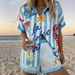 Resort Style Printed Collared Short Sleeve Shirt And Shorts Set For Women (Summer)_ecoleips.com