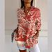 New Women's Floral Print Long Shirt Summer Trendy 3D Short Sleeve Fashion European American Style Top_ecoleips.com
