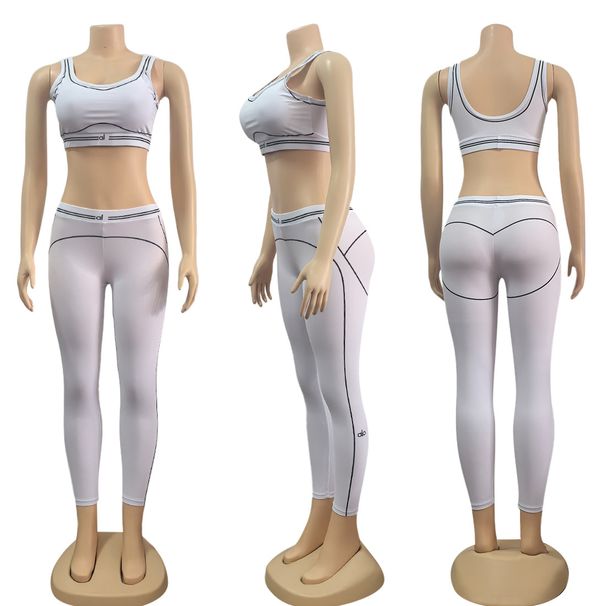 Aria Basics Aria Basics Y9006 European And American Cross-border Women's Clothing Summer New Letter Print Fashion Yoga Sports Casual Two-piece_ecoleips.com