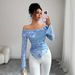 European American Cross-border 2026 Spring New Style Women's Top With Off-the-shoulder Neckline, Bell Sleeves,_ecoleips.com