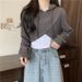 European And American Style Short Sweatshirt Vest Two-Piece Set For Women Korean Version Loose Slimming Thin Small_ecoleips.com