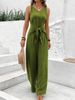 Women's V-Neck Sleeveless Jumpsuit European And American Style Wide Leg Long Pants Twist Vest Design New Export 2025_ecoleips.com