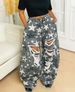 Women's Star Camo Ripped Jeans - Y2K Wide Leg Denim Pants, Mid Rise Loose Fit Vintage Washed For Streetwear & Casual_ecoleips.com